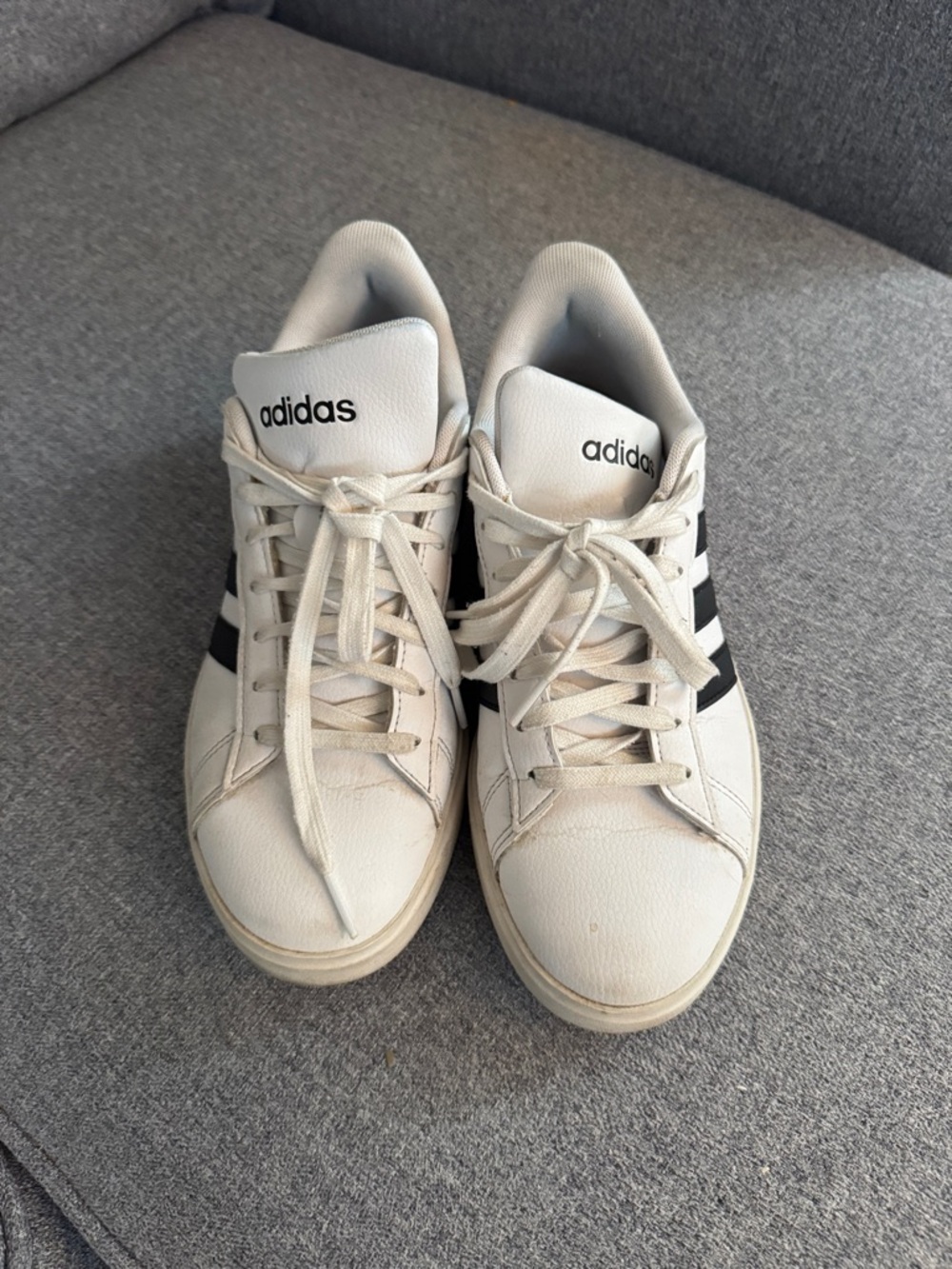 adidas White Sneakers with Black Three-Stripes